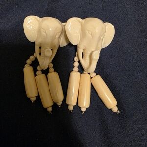 Source Unknown Cream Elephant Earrings